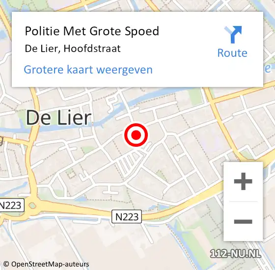Locatie op kaart van de 112 melding: Politie Met Grote Spoed Naar De Lier, Hoofdstraat op 30 september 2023 15:07