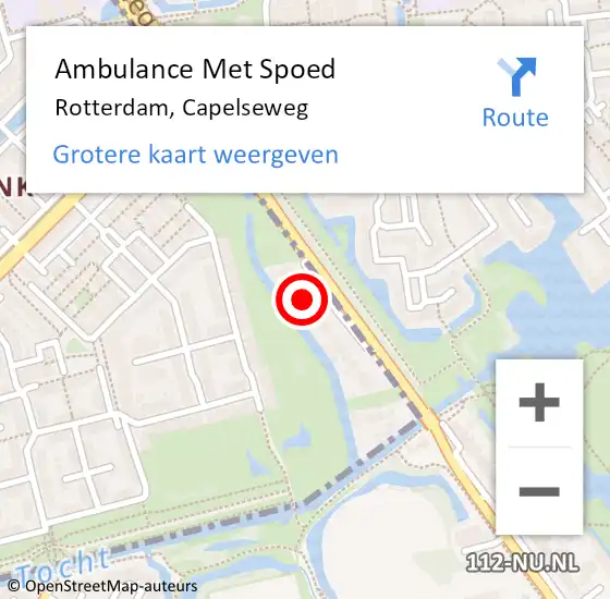 Locatie op kaart van de 112 melding: Ambulance Met Spoed Naar Rotterdam, Capelseweg op 30 september 2023 15:19