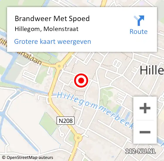 Locatie op kaart van de 112 melding: Brandweer Met Spoed Naar Hillegom, Molenstraat op 30 september 2023 15:23