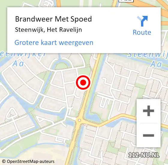 Locatie op kaart van de 112 melding: Brandweer Met Spoed Naar Steenwijk, Het Ravelijn op 30 september 2023 15:27