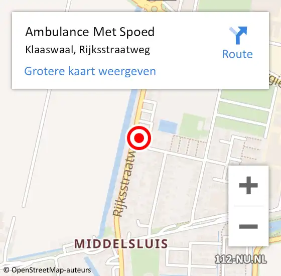 Locatie op kaart van de 112 melding: Ambulance Met Spoed Naar Klaaswaal, Rijksstraatweg op 30 september 2023 15:29