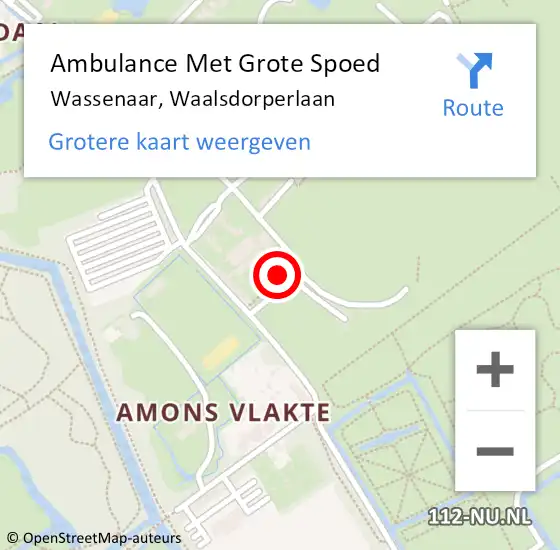 Locatie op kaart van de 112 melding: Ambulance Met Grote Spoed Naar Wassenaar, Waalsdorperlaan op 30 september 2023 15:38