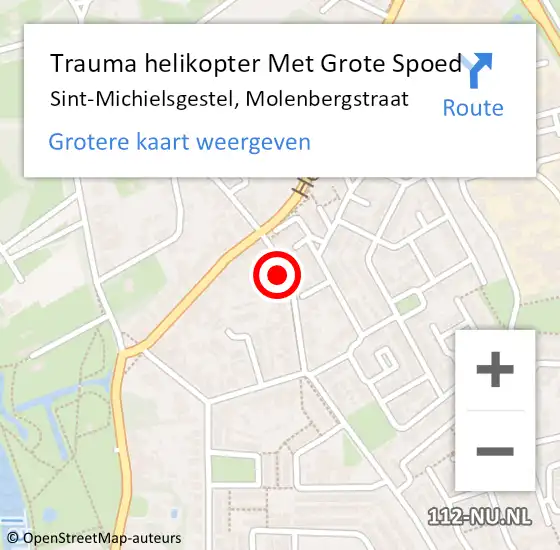 Locatie op kaart van de 112 melding: Trauma helikopter Met Grote Spoed Naar Sint-Michielsgestel, Molenbergstraat op 30 september 2023 15:43