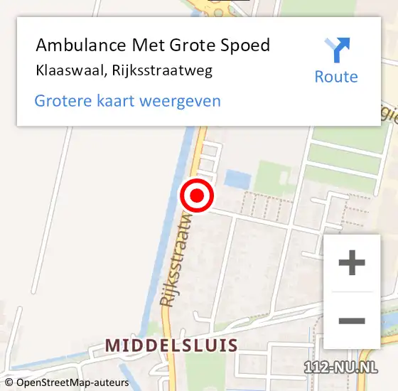 Locatie op kaart van de 112 melding: Ambulance Met Grote Spoed Naar Klaaswaal, Rijksstraatweg op 30 september 2023 15:43