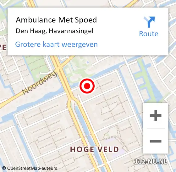 Locatie op kaart van de 112 melding: Ambulance Met Spoed Naar Den Haag, Havannasingel op 30 september 2023 16:04