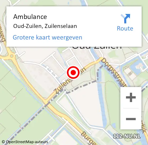 Locatie op kaart van de 112 melding: Ambulance Oud-Zuilen, Zuilenselaan op 10 september 2014 02:01