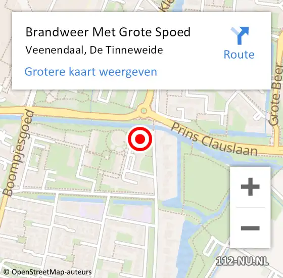 Locatie op kaart van de 112 melding: Brandweer Met Grote Spoed Naar Veenendaal, De Tinneweide op 30 september 2023 16:33