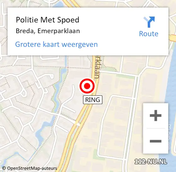 Locatie op kaart van de 112 melding: Politie Met Spoed Naar Breda, Emerparklaan op 30 september 2023 16:59