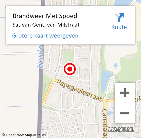 Locatie op kaart van de 112 melding: Brandweer Met Spoed Naar Sas van Gent, van Milstraat op 30 september 2023 17:02