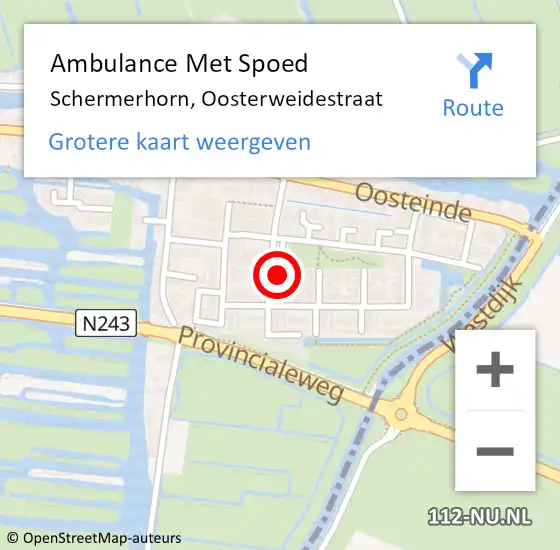 Locatie op kaart van de 112 melding: Ambulance Met Spoed Naar Schermerhorn, Oosterweidestraat op 10 september 2014 02:23