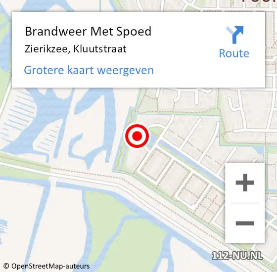 Locatie op kaart van de 112 melding: Brandweer Met Spoed Naar Zierikzee, Kluutstraat op 30 september 2023 17:39