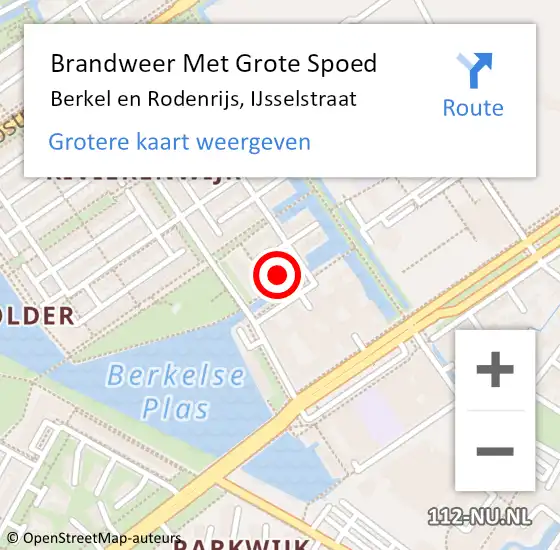 Locatie op kaart van de 112 melding: Brandweer Met Grote Spoed Naar Berkel en Rodenrijs, IJsselstraat op 30 september 2023 17:44