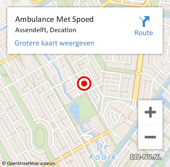 Locatie op kaart van de 112 melding: Ambulance Met Spoed Naar Assendelft, Decatlon op 30 september 2023 17:45