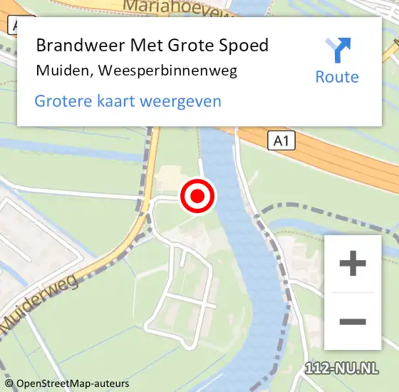 Locatie op kaart van de 112 melding: Brandweer Met Grote Spoed Naar Muiden, Weesperbinnenweg op 30 september 2023 18:18