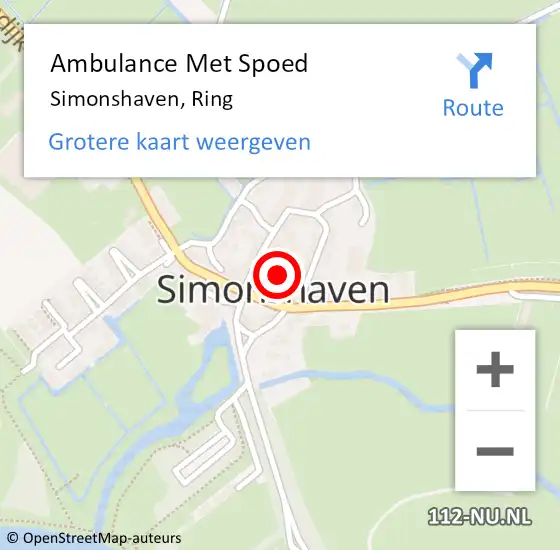 Locatie op kaart van de 112 melding: Ambulance Met Spoed Naar Simonshaven, Ring op 30 september 2023 18:21