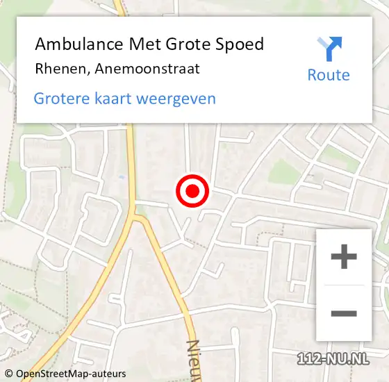 Locatie op kaart van de 112 melding: Ambulance Met Grote Spoed Naar Rhenen, Anemoonstraat op 10 september 2014 02:48