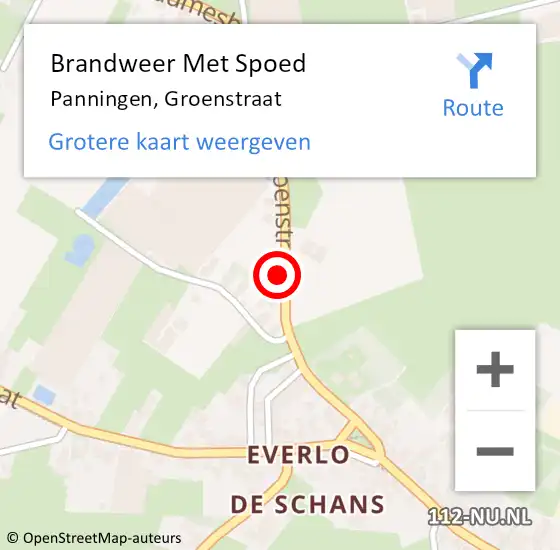 Locatie op kaart van de 112 melding: Brandweer Met Spoed Naar Panningen, Groenstraat op 30 september 2023 19:23