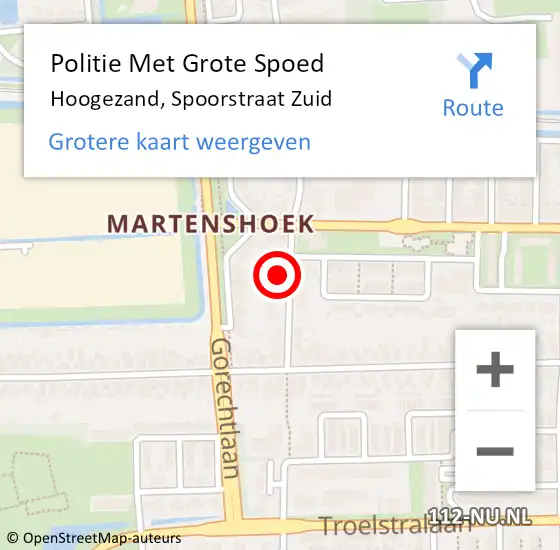 Locatie op kaart van de 112 melding: Politie Met Grote Spoed Naar Hoogezand, Spoorstraat Zuid op 30 september 2023 19:33