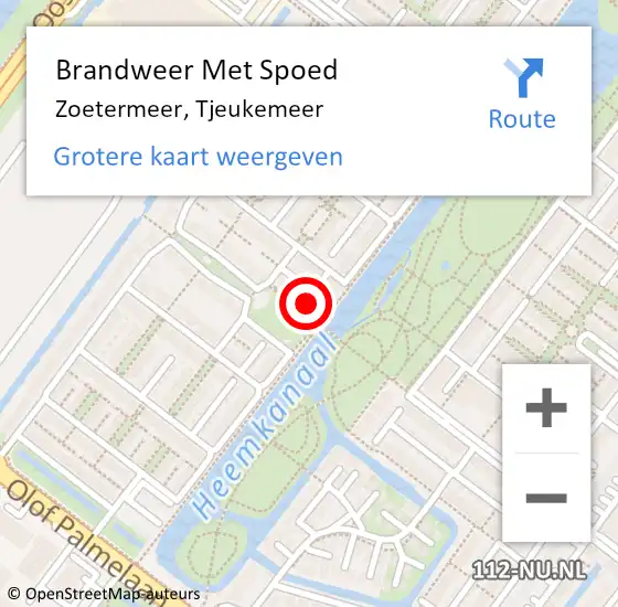 Locatie op kaart van de 112 melding: Brandweer Met Spoed Naar Zoetermeer, Tjeukemeer op 30 september 2023 19:33