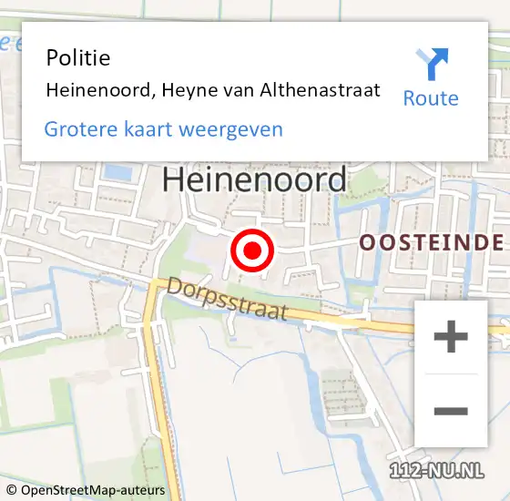 Locatie op kaart van de 112 melding: Politie Heinenoord, Heyne van Althenastraat op 30 september 2023 19:34