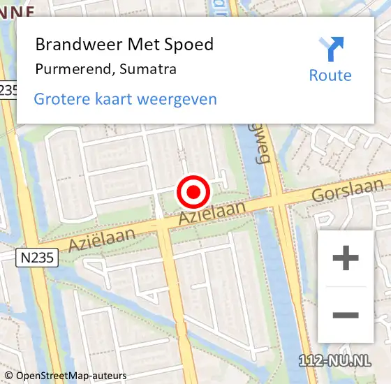 Locatie op kaart van de 112 melding: Brandweer Met Spoed Naar Purmerend, Sumatra op 30 september 2023 19:35