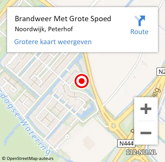 Locatie op kaart van de 112 melding: Brandweer Met Grote Spoed Naar Noordwijk, Peterhof op 30 september 2023 20:08