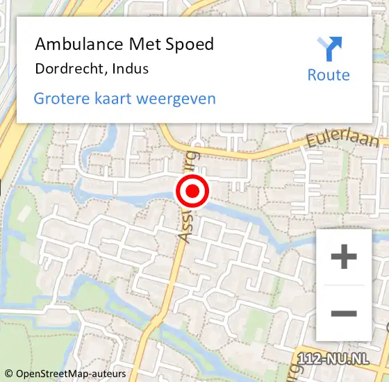 Locatie op kaart van de 112 melding: Ambulance Met Spoed Naar Dordrecht, Indus op 30 september 2023 20:16