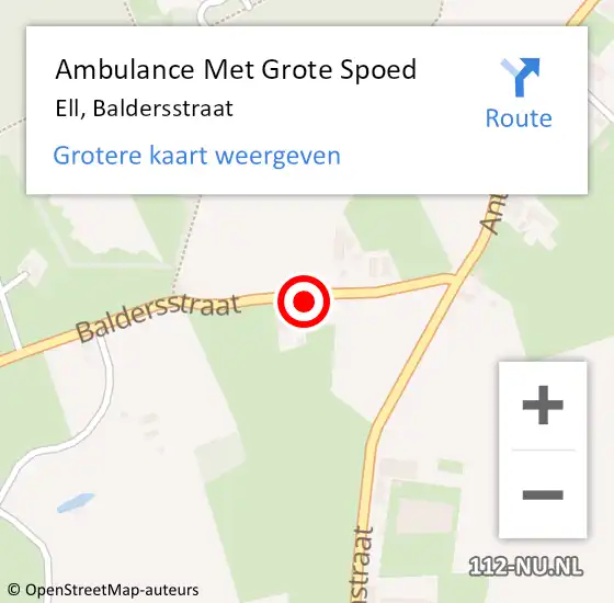 Locatie op kaart van de 112 melding: Ambulance Met Grote Spoed Naar Ell, Baldersstraat op 30 september 2023 20:25
