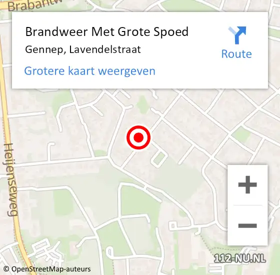 Locatie op kaart van de 112 melding: Brandweer Met Grote Spoed Naar Gennep, Lavendelstraat op 30 september 2023 20:39