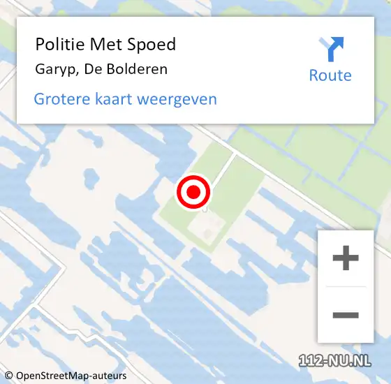 Locatie op kaart van de 112 melding: Politie Met Spoed Naar Garyp, De Bolderen op 30 september 2023 20:43