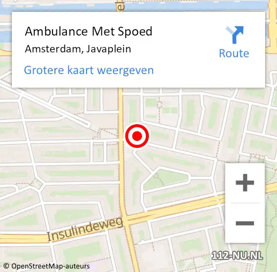 Locatie op kaart van de 112 melding: Ambulance Met Spoed Naar Amsterdam, Javaplein op 30 september 2023 20:44