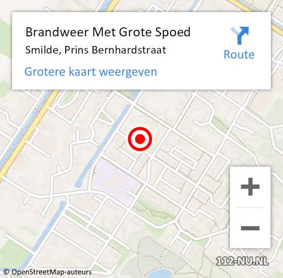 Locatie op kaart van de 112 melding: Brandweer Met Grote Spoed Naar Smilde, Prins Bernhardstraat op 30 september 2023 20:46