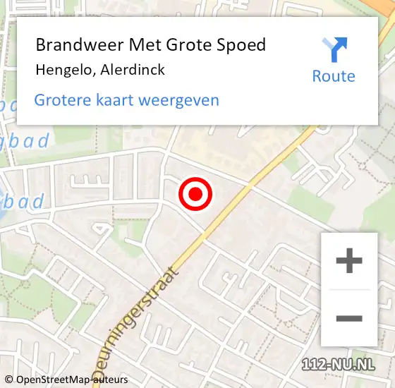 Locatie op kaart van de 112 melding: Brandweer Met Grote Spoed Naar Hengelo, Alerdinck op 30 september 2023 22:01