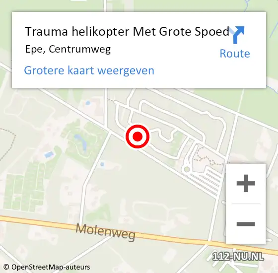 Locatie op kaart van de 112 melding: Trauma helikopter Met Grote Spoed Naar Epe, Centrumweg op 30 september 2023 22:02