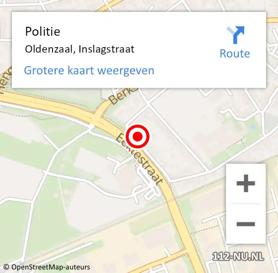 Locatie op kaart van de 112 melding: Politie Oldenzaal, Inslagstraat op 30 september 2023 22:21