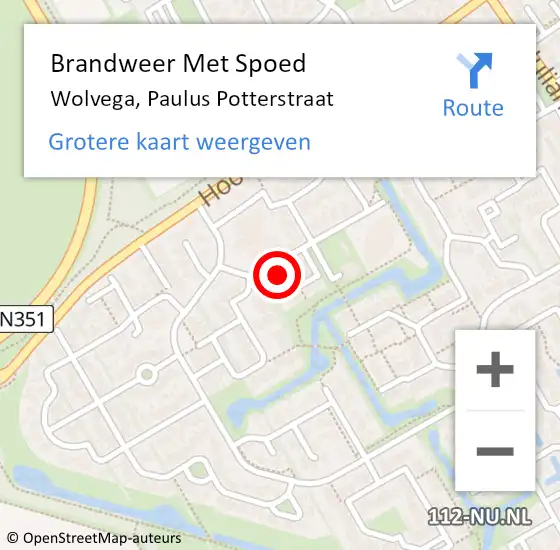 Locatie op kaart van de 112 melding: Brandweer Met Spoed Naar Wolvega, Paulus Potterstraat op 30 september 2023 22:39