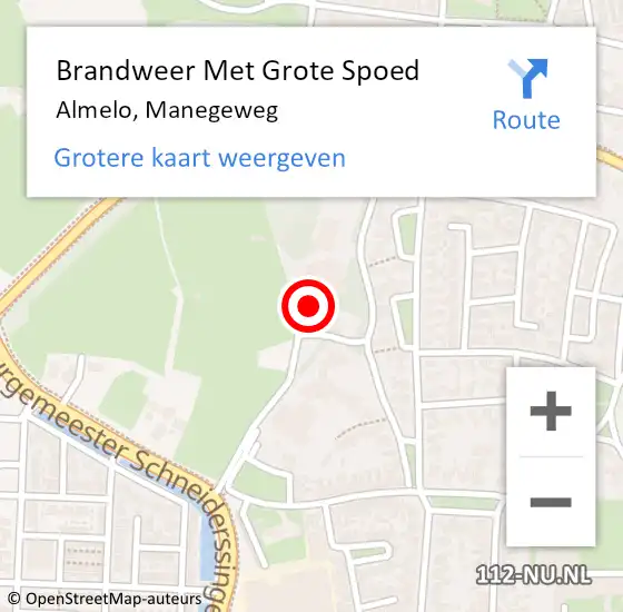 Locatie op kaart van de 112 melding: Brandweer Met Grote Spoed Naar Almelo, Manegeweg op 30 september 2023 22:46