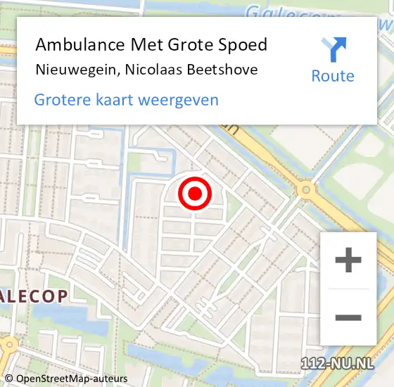 Locatie op kaart van de 112 melding: Ambulance Met Grote Spoed Naar Nieuwegein, Nicolaas Beetshove op 10 september 2014 03:55