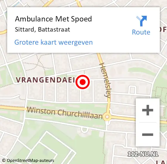 Locatie op kaart van de 112 melding: Ambulance Met Spoed Naar Sittard, Battastraat op 10 september 2014 03:58