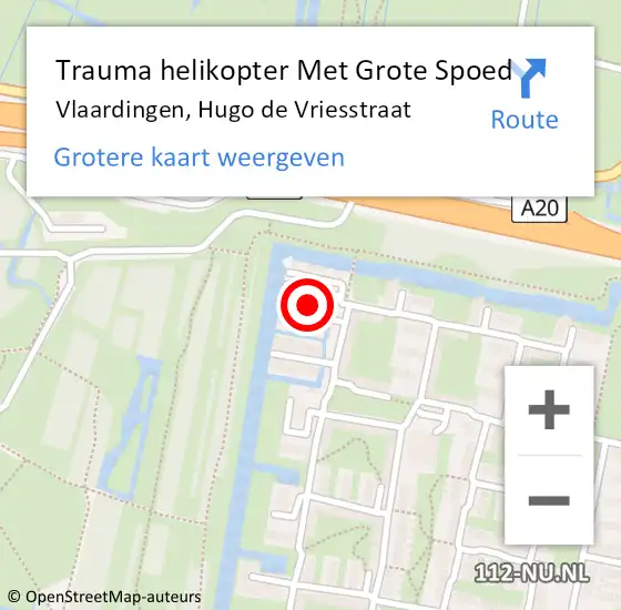 Locatie op kaart van de 112 melding: Trauma helikopter Met Grote Spoed Naar Vlaardingen, Hugo de Vriesstraat op 30 september 2023 23:00