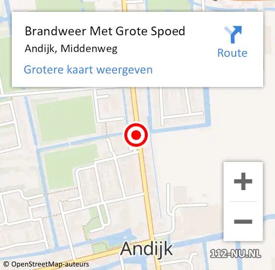 Locatie op kaart van de 112 melding: Brandweer Met Grote Spoed Naar Andijk, Middenweg op 10 september 2014 04:09