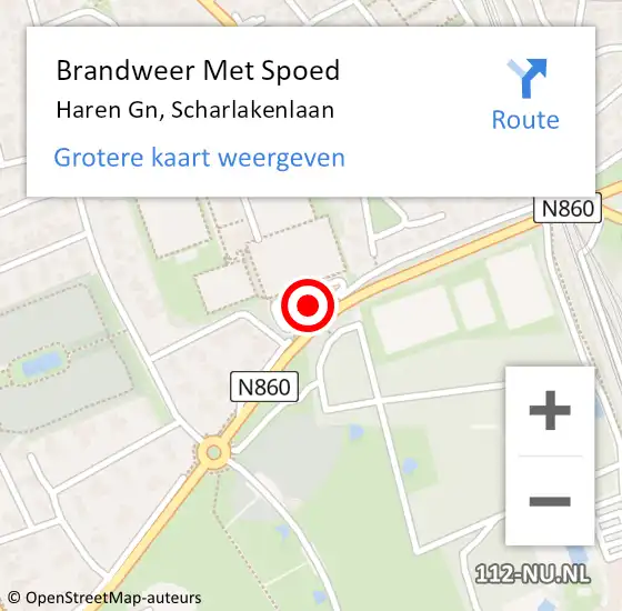 Locatie op kaart van de 112 melding: Brandweer Met Spoed Naar Haren Gn, Scharlakenlaan op 1 oktober 2023 00:45