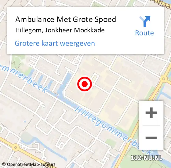 Locatie op kaart van de 112 melding: Ambulance Met Grote Spoed Naar Hillegom, Jonkheer Mockkade op 1 oktober 2023 00:50