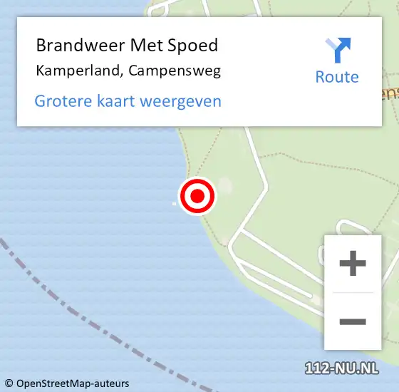 Locatie op kaart van de 112 melding: Brandweer Met Spoed Naar Kamperland, Campensweg op 1 oktober 2023 01:20