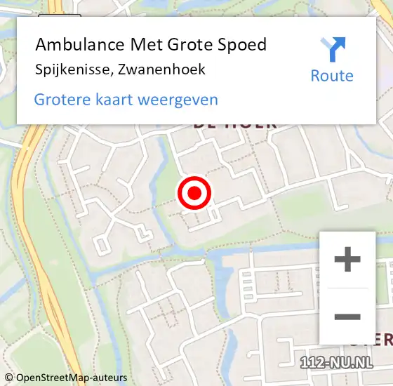 Locatie op kaart van de 112 melding: Ambulance Met Grote Spoed Naar Spijkenisse, Zwanenhoek op 1 oktober 2023 01:34