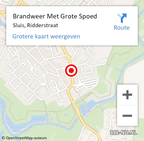 Locatie op kaart van de 112 melding: Brandweer Met Grote Spoed Naar Sluis, Ridderstraat op 1 oktober 2023 01:40