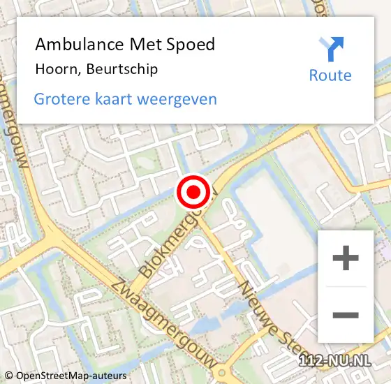 Locatie op kaart van de 112 melding: Ambulance Met Spoed Naar Hoorn, Beurtschip op 1 oktober 2023 02:05