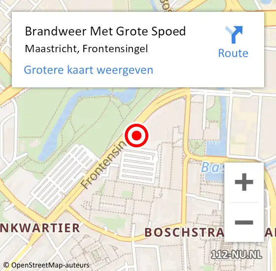 Locatie op kaart van de 112 melding: Brandweer Met Grote Spoed Naar Maastricht, Frontensingel op 1 oktober 2023 02:06