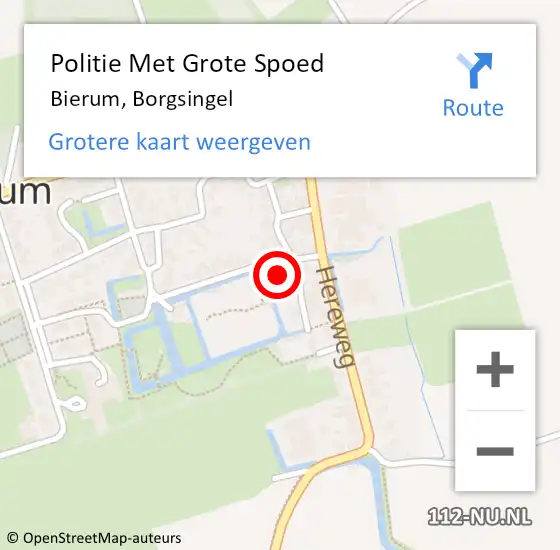 Locatie op kaart van de 112 melding: Politie Met Grote Spoed Naar Bierum, Borgsingel op 1 oktober 2023 02:30