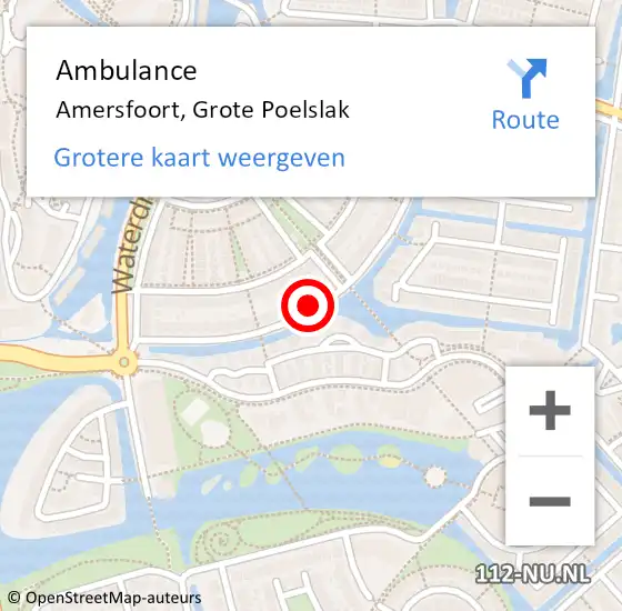 Locatie op kaart van de 112 melding: Ambulance Amersfoort, Grote Poelslak op 14 oktober 2013 07:38